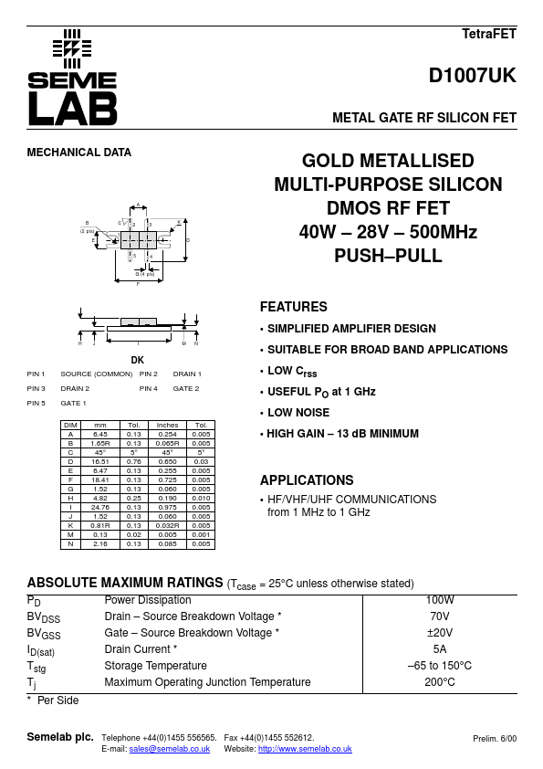 D1007UK Seme LAB