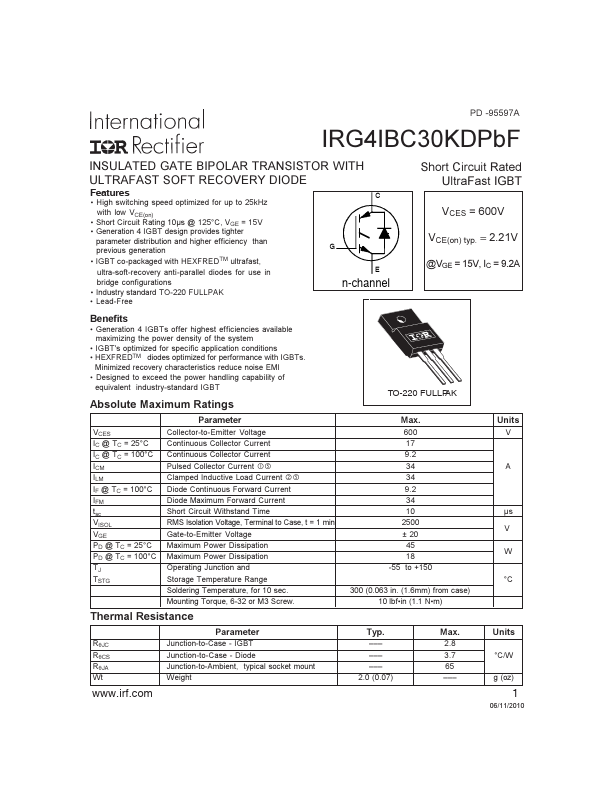 IRG4IBC30KDPBF International Rectifier