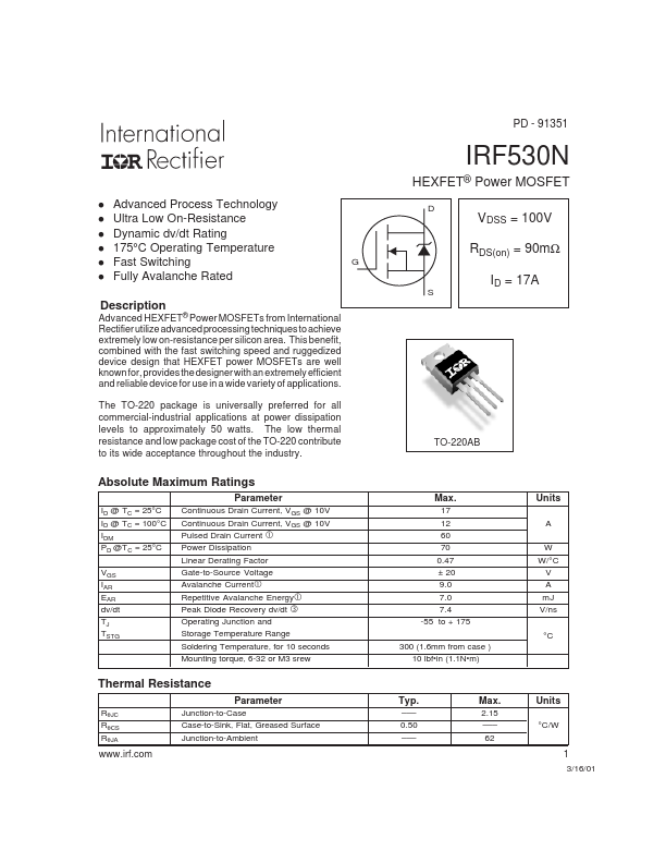 IRF530N International Rectifier