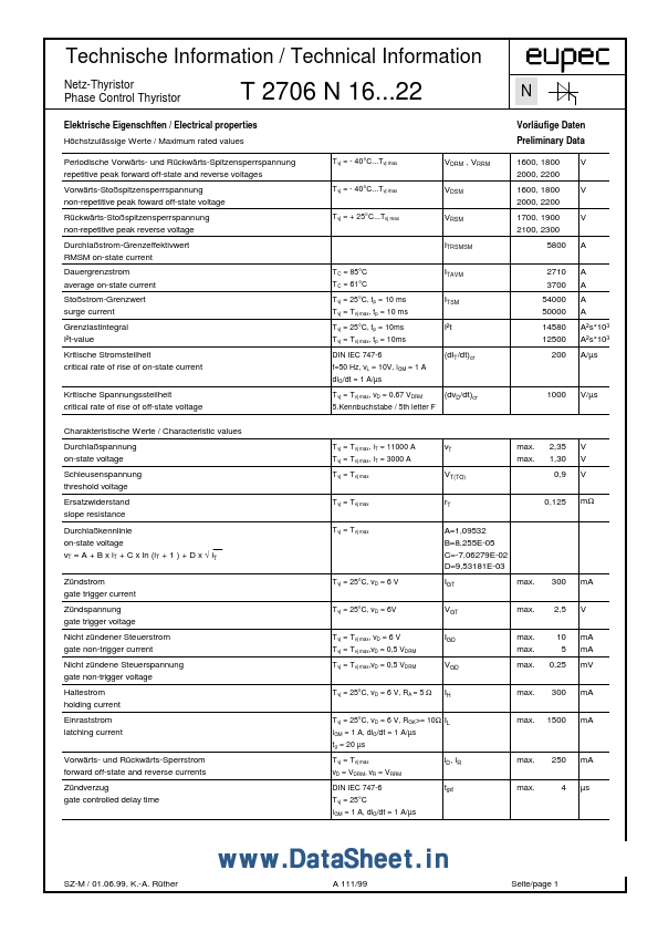 <?=T2706N16?> डेटा पत्रक पीडीएफ