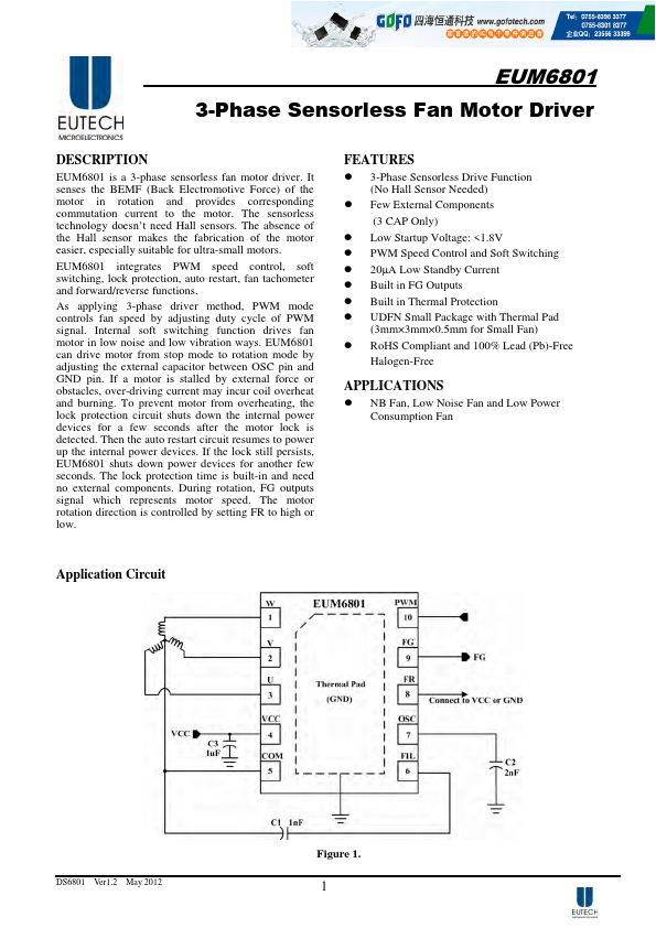EUM6801SIR1 Eutech Microelectronics