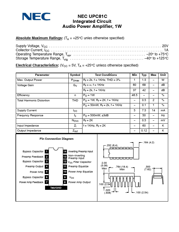 UPC812 Datasheet - Dual J-FET Input Low Offset Operational Amplifier
