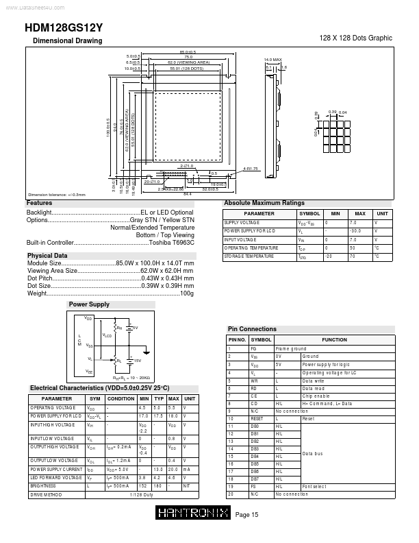 HDM128gs12Y Hantronix