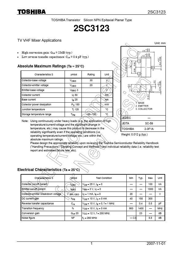 2SC3123 Toshiba Semiconductor