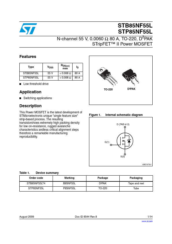 STP85NF55L ST Microelectronics