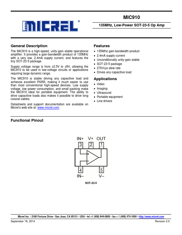 MIC910 Micrel Semiconductor