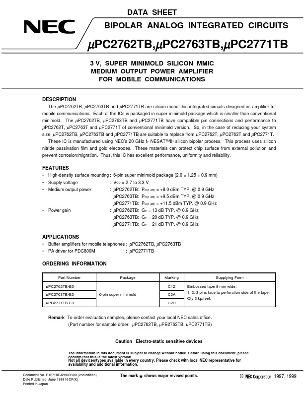 <?=UPC2763TB?> डेटा पत्रक पीडीएफ