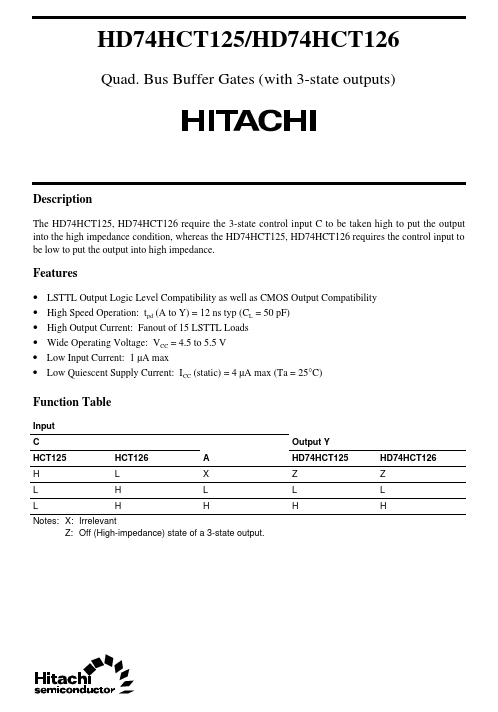 HD74HCT125 Hitachi Semiconductor
