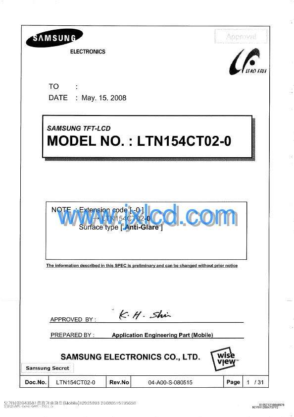 <?=LTN154CT02-0?> डेटा पत्रक पीडीएफ