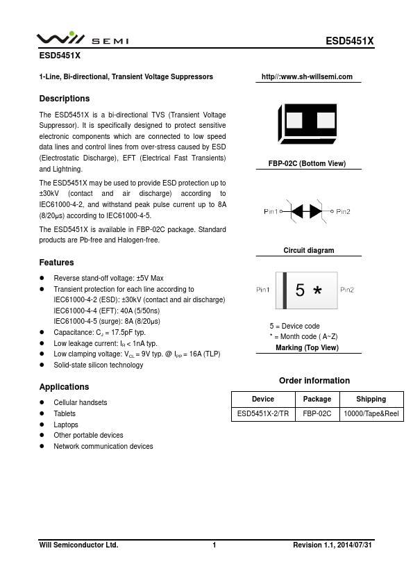 ESD5451X WillSEMI