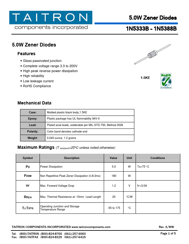 1N5387B TAITRON