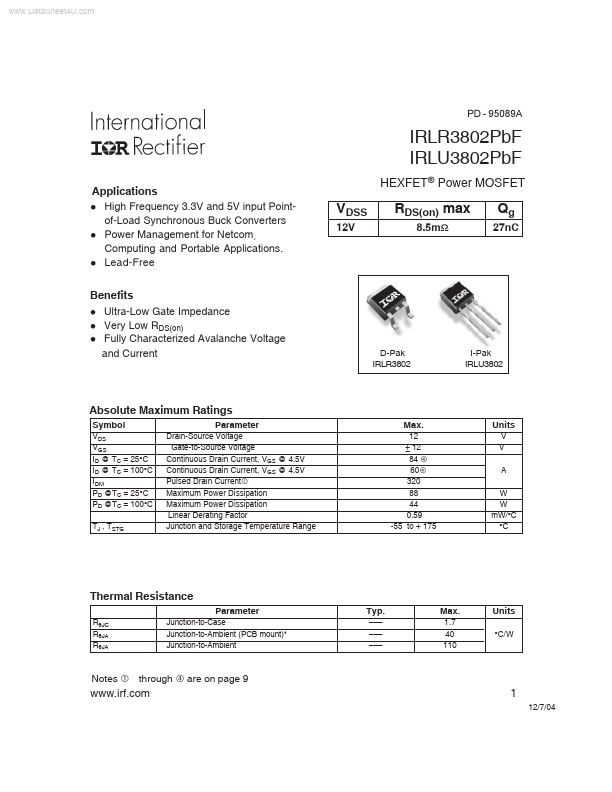 IRLR3802PBF International Rectifier