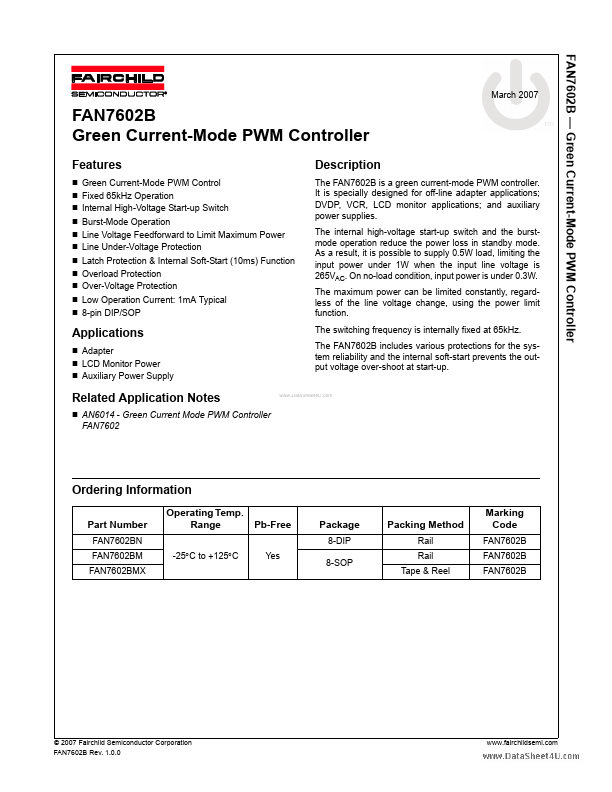 <?=FAN7602B?> डेटा पत्रक पीडीएफ
