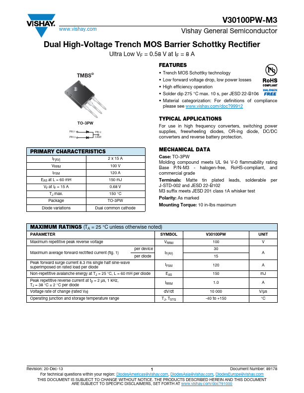 V30100PW-M3 Vishay