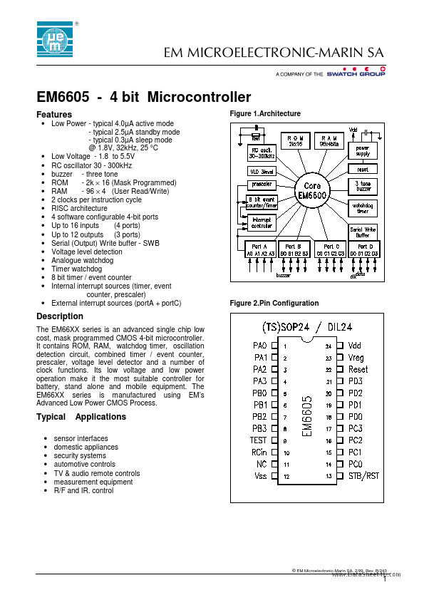 <?=EM6605?> डेटा पत्रक पीडीएफ