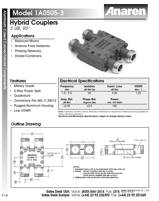 1A0505-3 Anaren Microwave