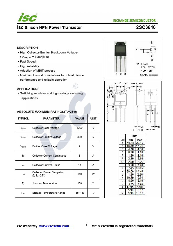 2SC3640 Inchange Semiconductor