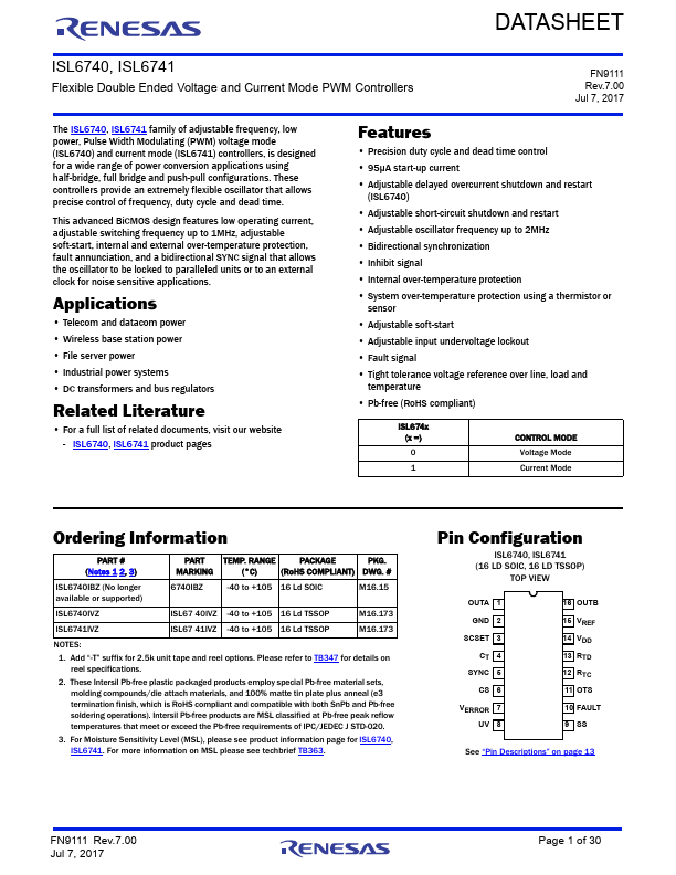 ISL6740 Renesas