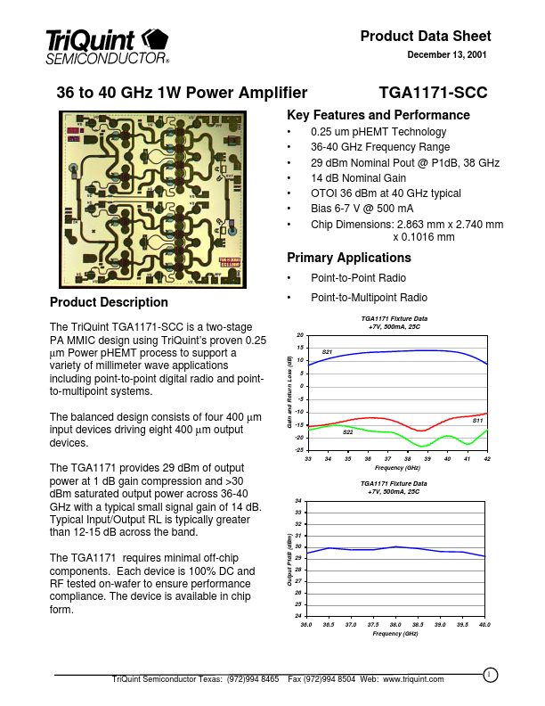 TGA1171-SCC TriQuint Semiconductor