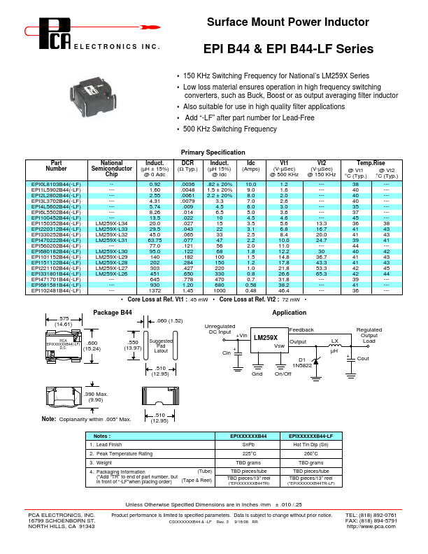 EPI331801B44-LF PCA ELECTRONICS