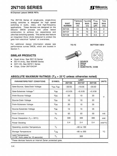 <?=2N7105?> डेटा पत्रक पीडीएफ