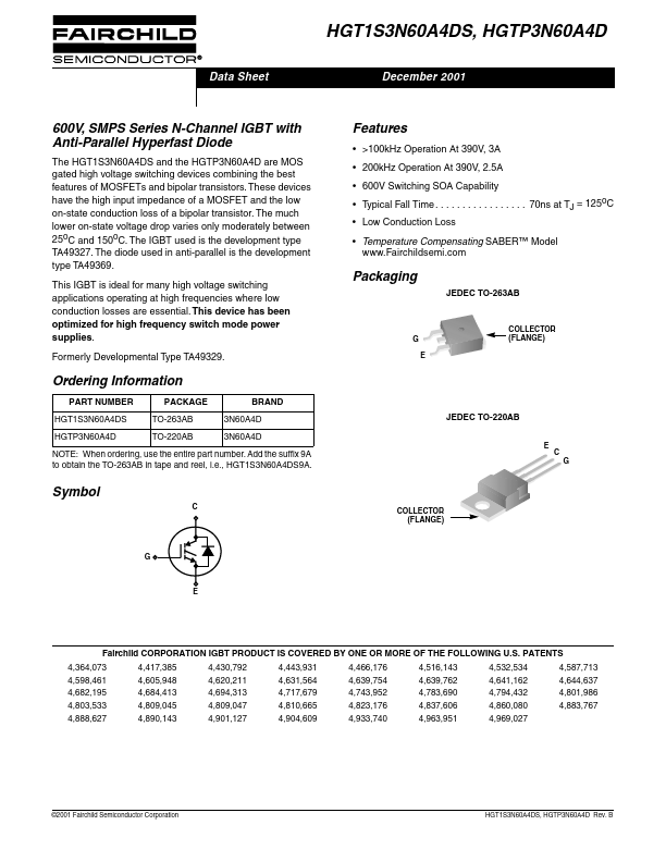 HGTP3N60A4D Fairchild Semiconductor