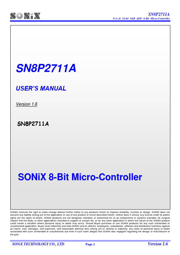 SN8P2711A Sonix