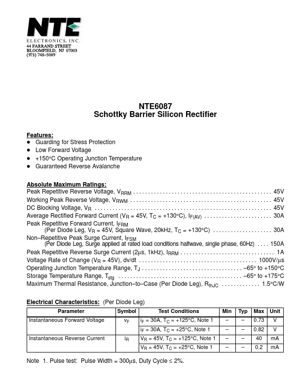 NTE6087 NTE Electronics