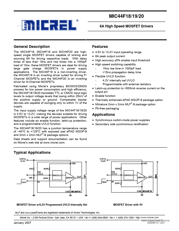 MIC44F18 Micrel Semiconductor