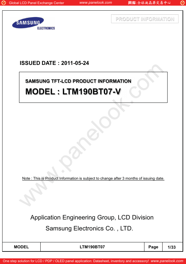 LTM190BT07-V Samsung