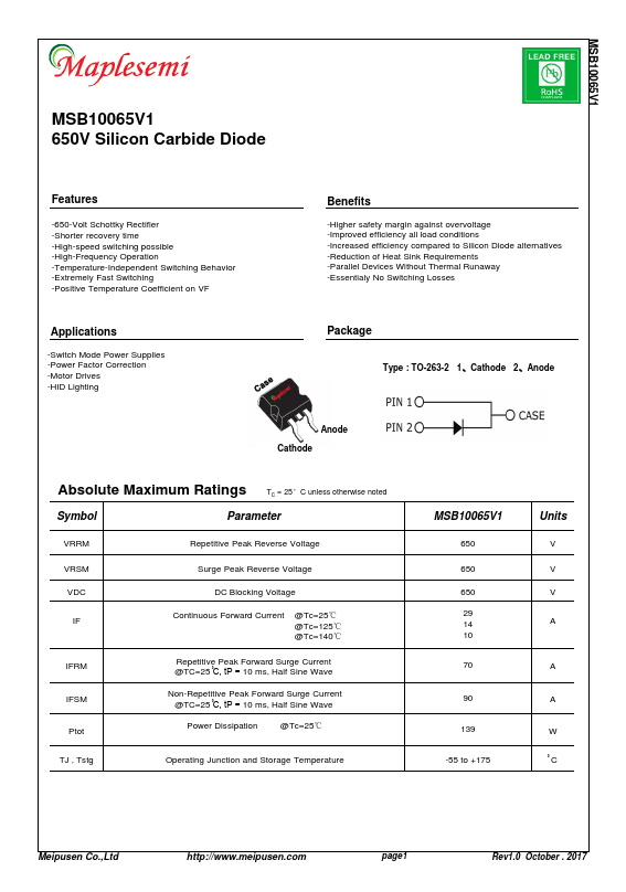 <?=MSB10065V1?> डेटा पत्रक पीडीएफ