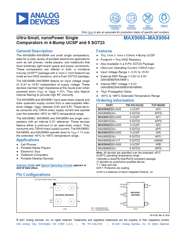MAX9062 Analog Devices