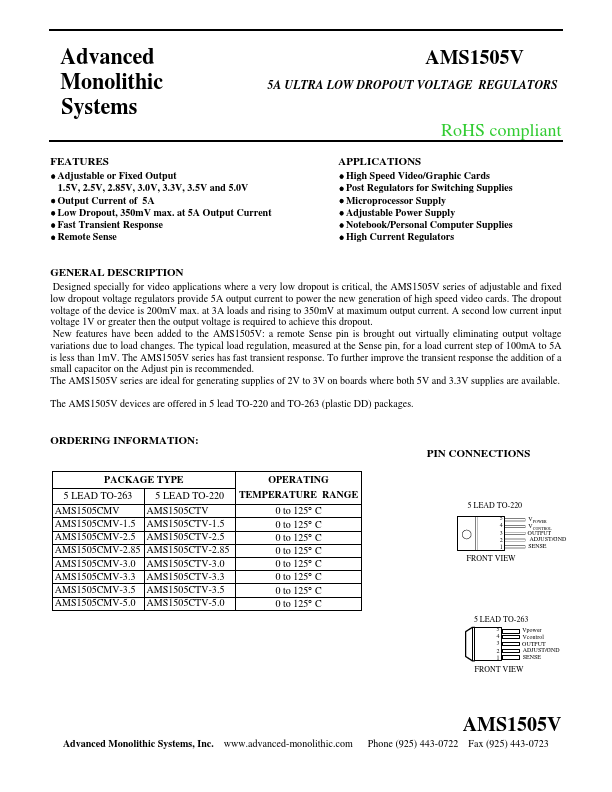 <?=AMS1505V?> डेटा पत्रक पीडीएफ