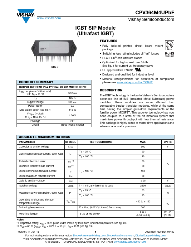 CPV364M4UPbF Vishay