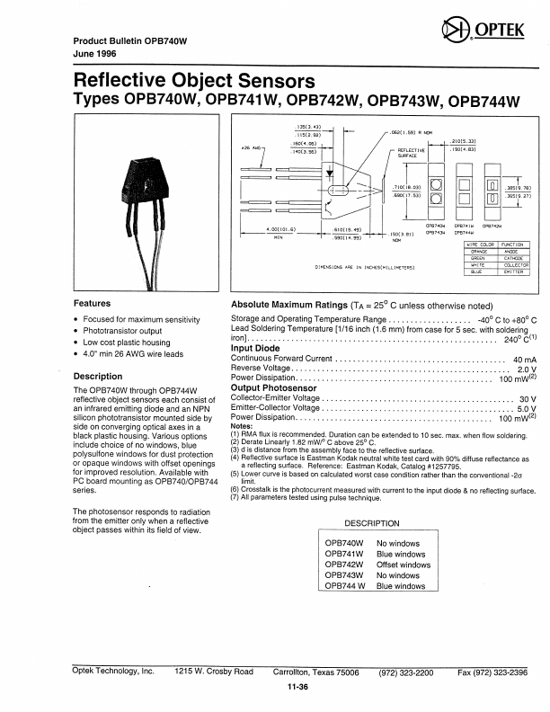 <?=OPB742W?> डेटा पत्रक पीडीएफ