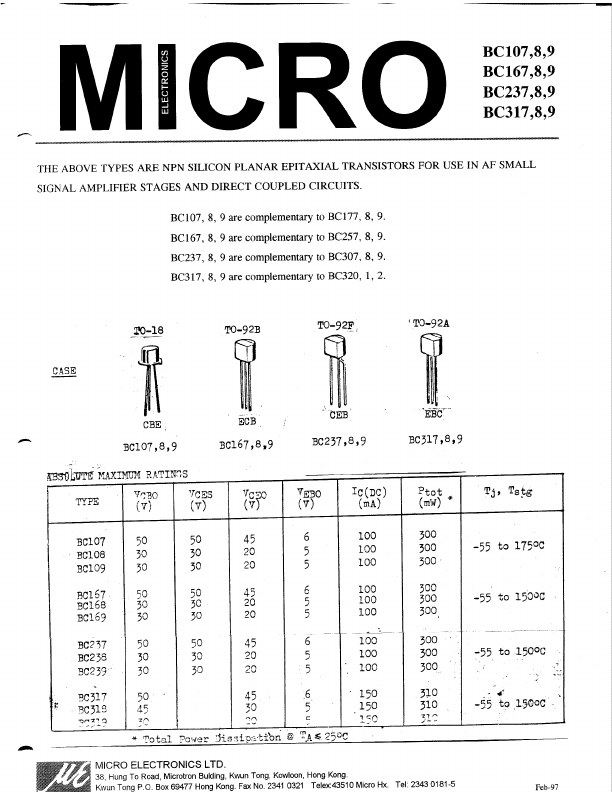 BC317 Micro Electronics