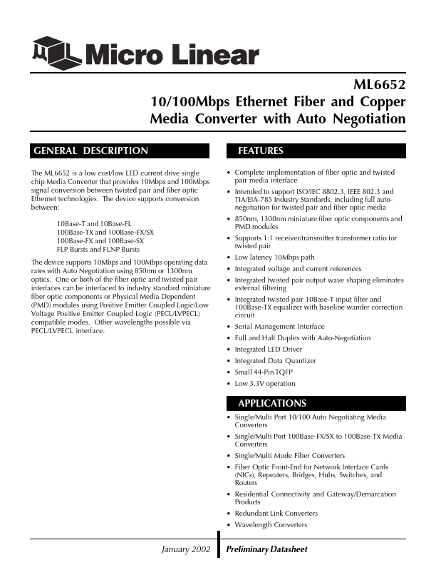 ML6652 Micro Linear