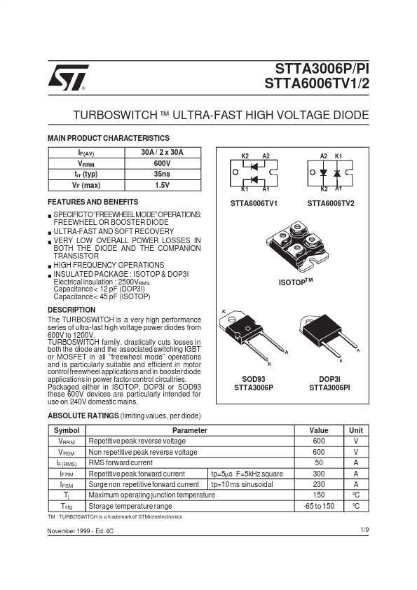 STTA3006PI ST Microelectronics