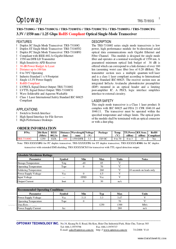 <?=TRS-73180CFG?> डेटा पत्रक पीडीएफ