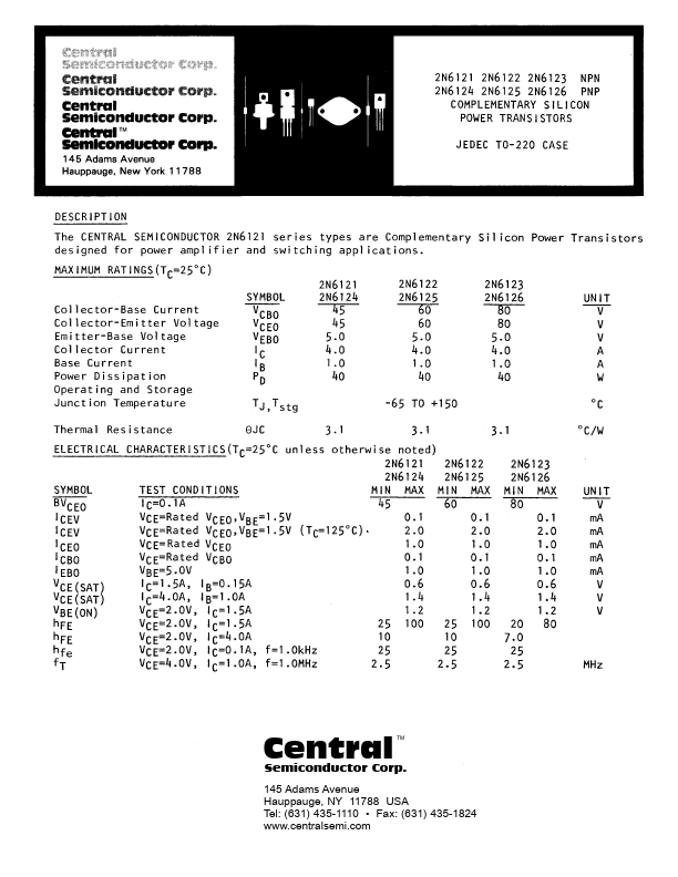 2N6122 Central Semiconductor