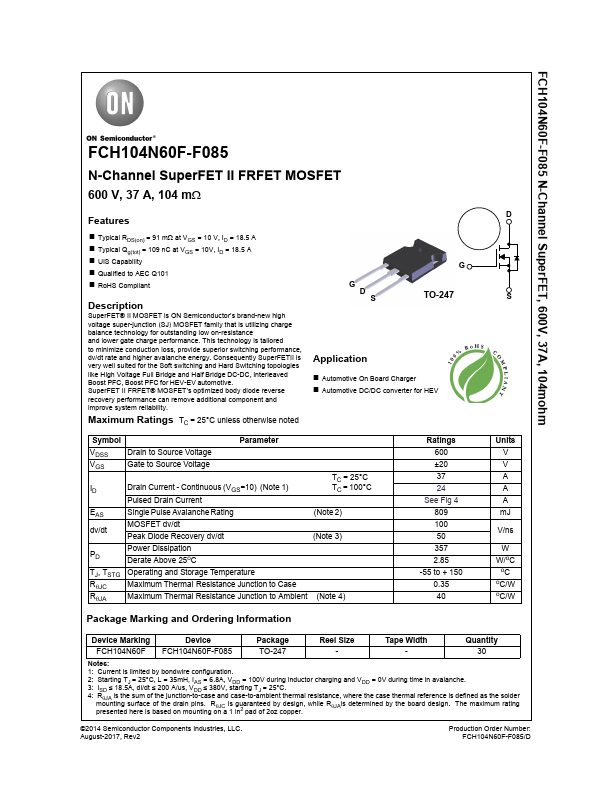 <?=FCH104N60F-F085?> डेटा पत्रक पीडीएफ