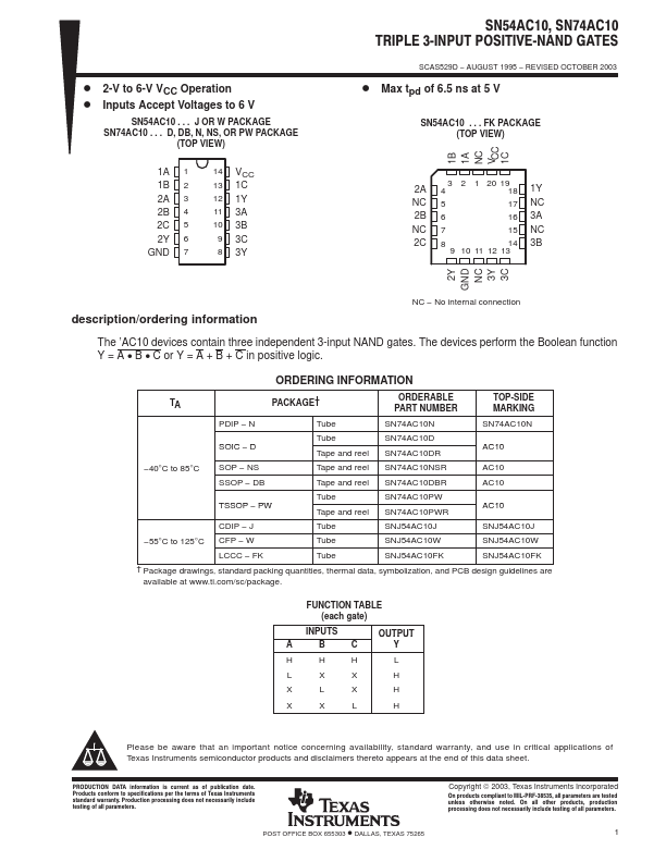 SN74AC10N