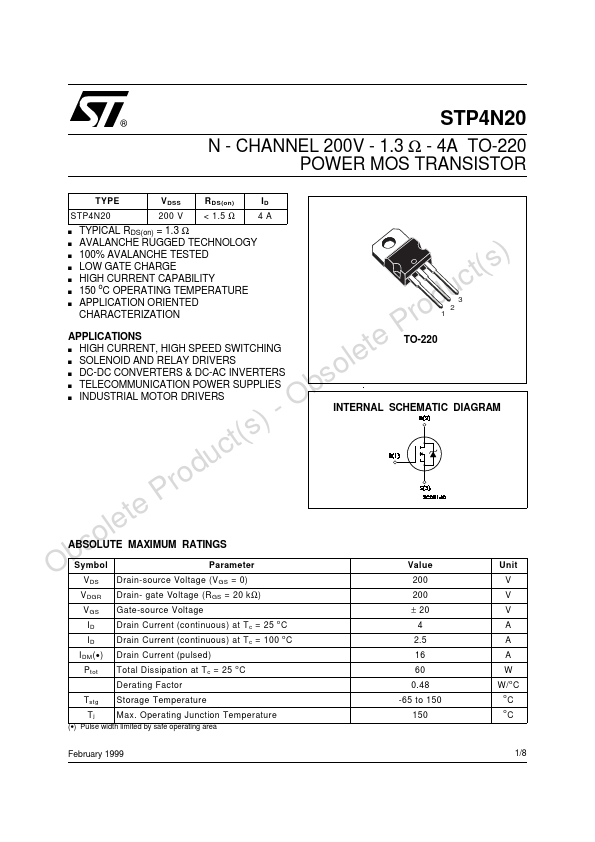 <?=STP4N20?> डेटा पत्रक पीडीएफ