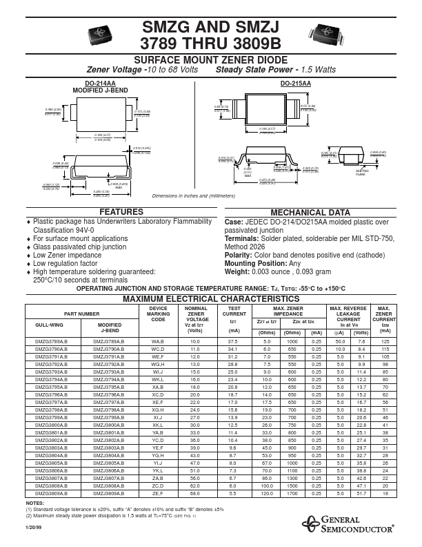 SMZG3792A General Semiconductor