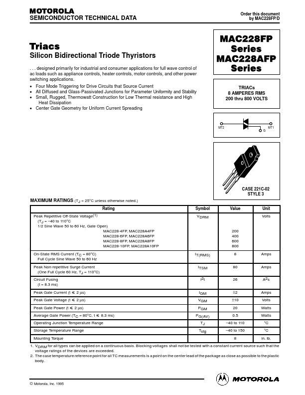 MAC228A10FP Motorola