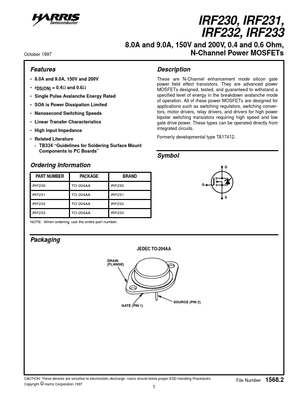 IRF231 Intersil Corporation