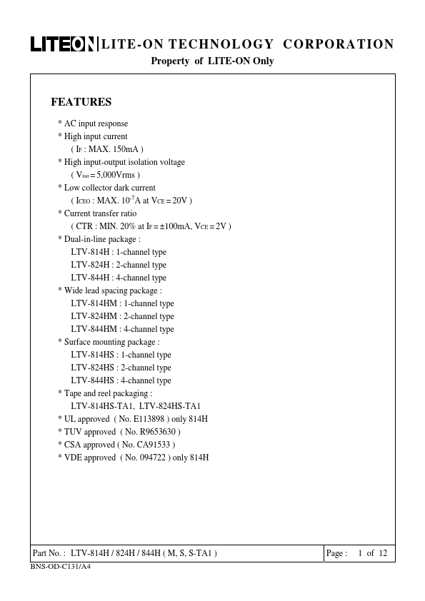 <?=LTV814Hx?> डेटा पत्रक पीडीएफ