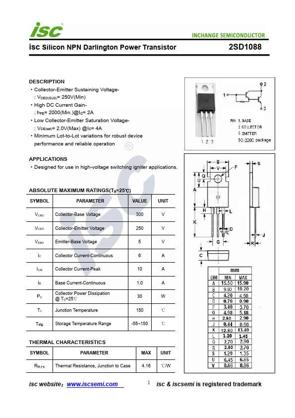 2SD1088 INCHANGE