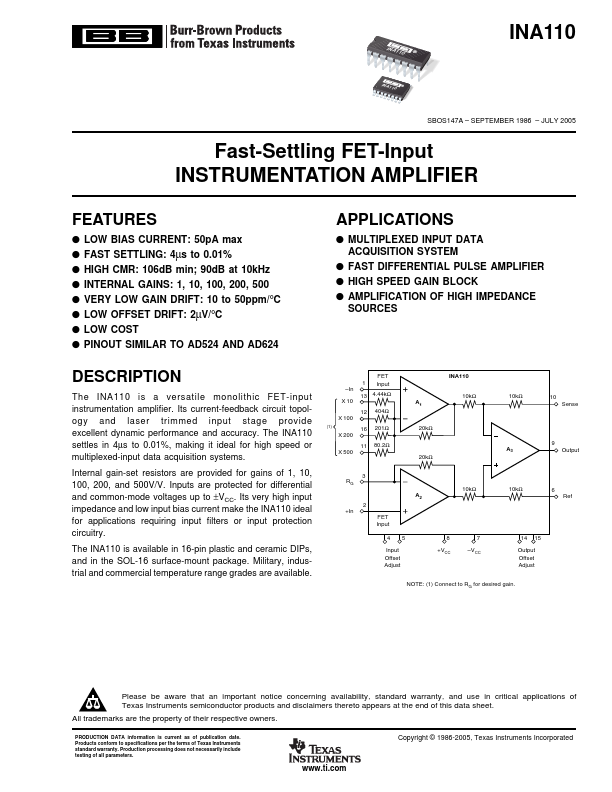 INA110 Burr-Brown Corporation