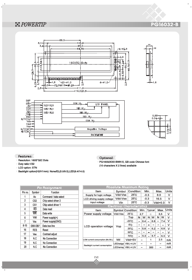 pg16032-B Powertip Technology